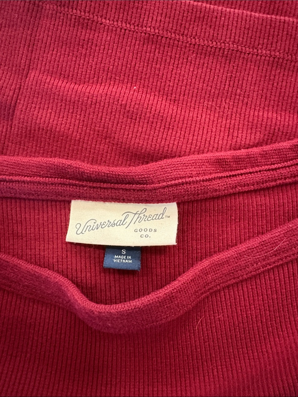 Universal Thread Long Sleeve Ribbed Top - Red - Picture 3 of 3